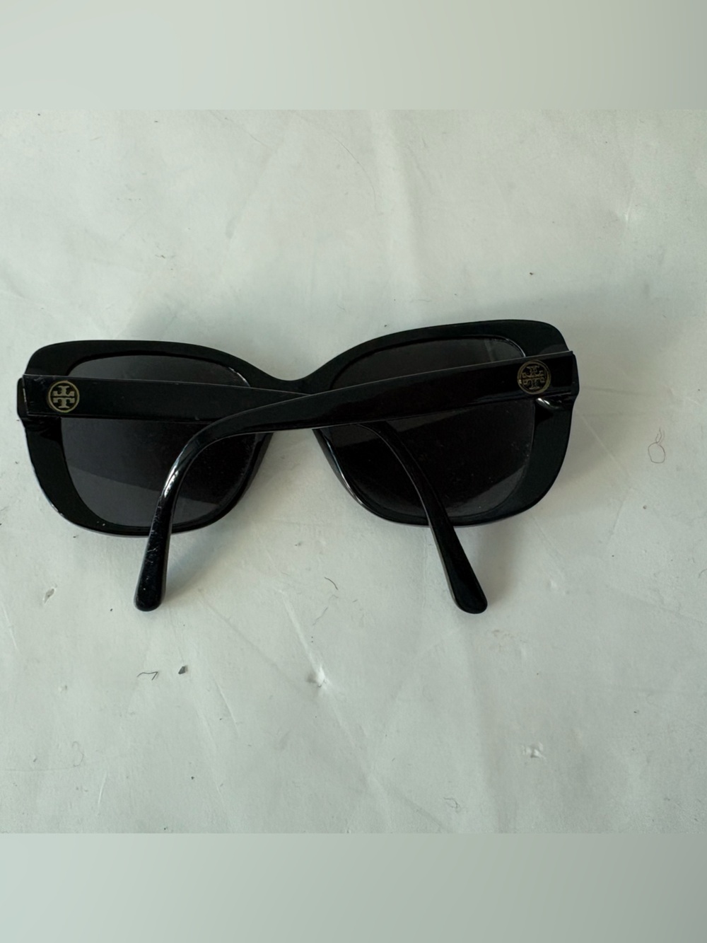 Tory Burch Glossy Black Square Sunglasses with Logo Accent